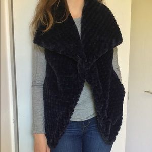 NWT Anthropologie NVLT Deep Blue Faux Fur Vest